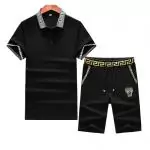 versace t shirt and shorts survetement manches courte collier fleur court noir